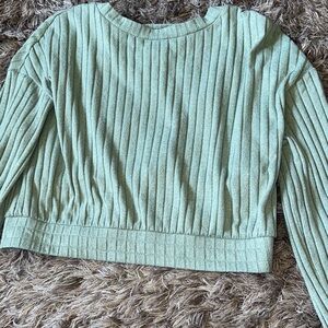 Gilly Hicks Women’s Medium Mint Green Cropped Ribbed Long Sleeve Top